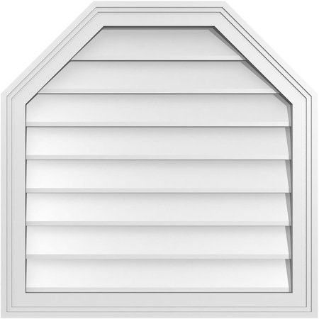 Octagonal Top Surface Mount PVC Gable Vent W/ 2W X 1-1/2P Brickmould Frame, 26W X 26H